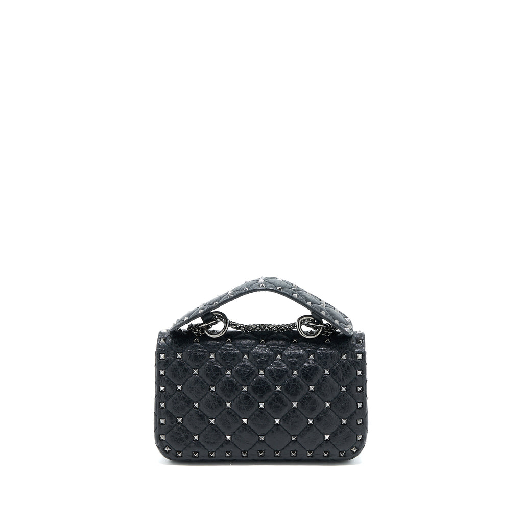 VALENTINO ROCKSTUD TOP HANDLE FLAP BAG WITH CHAIN BLACK SHW