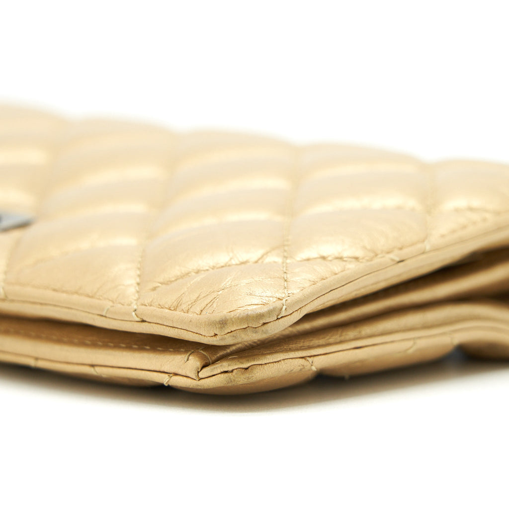 CHANEL QUILTED 2.55 WALLET CALFSKIN GOLD RUTHENIUM SLIVER HARDWARE