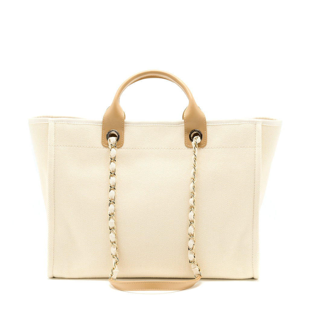 CHANEL DEAUVILLE PEARL TOTE CANVAS GHW
