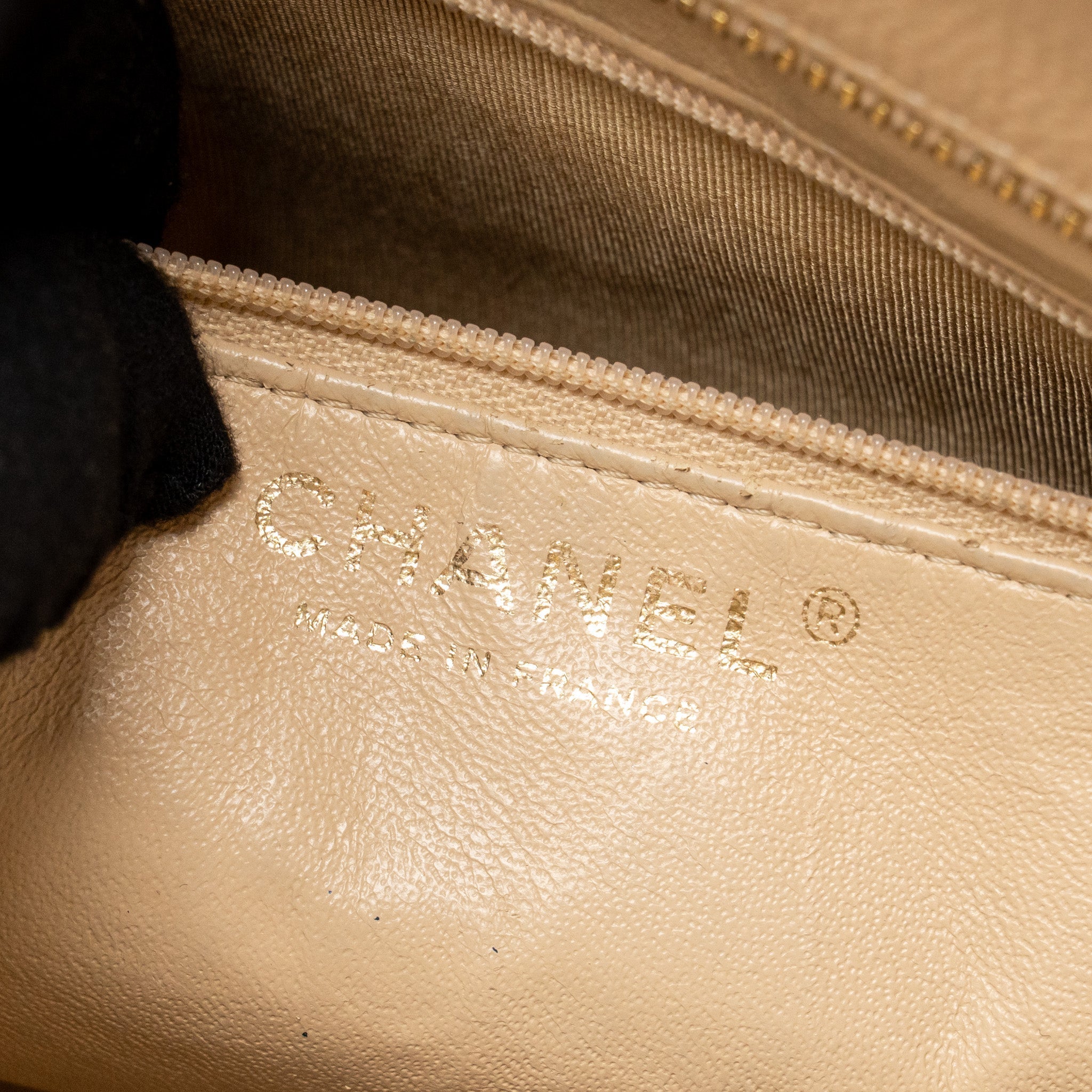 CHANEL VINTAGE MEDALLION TOTE BAG CAVIAR BEIGE GHW
