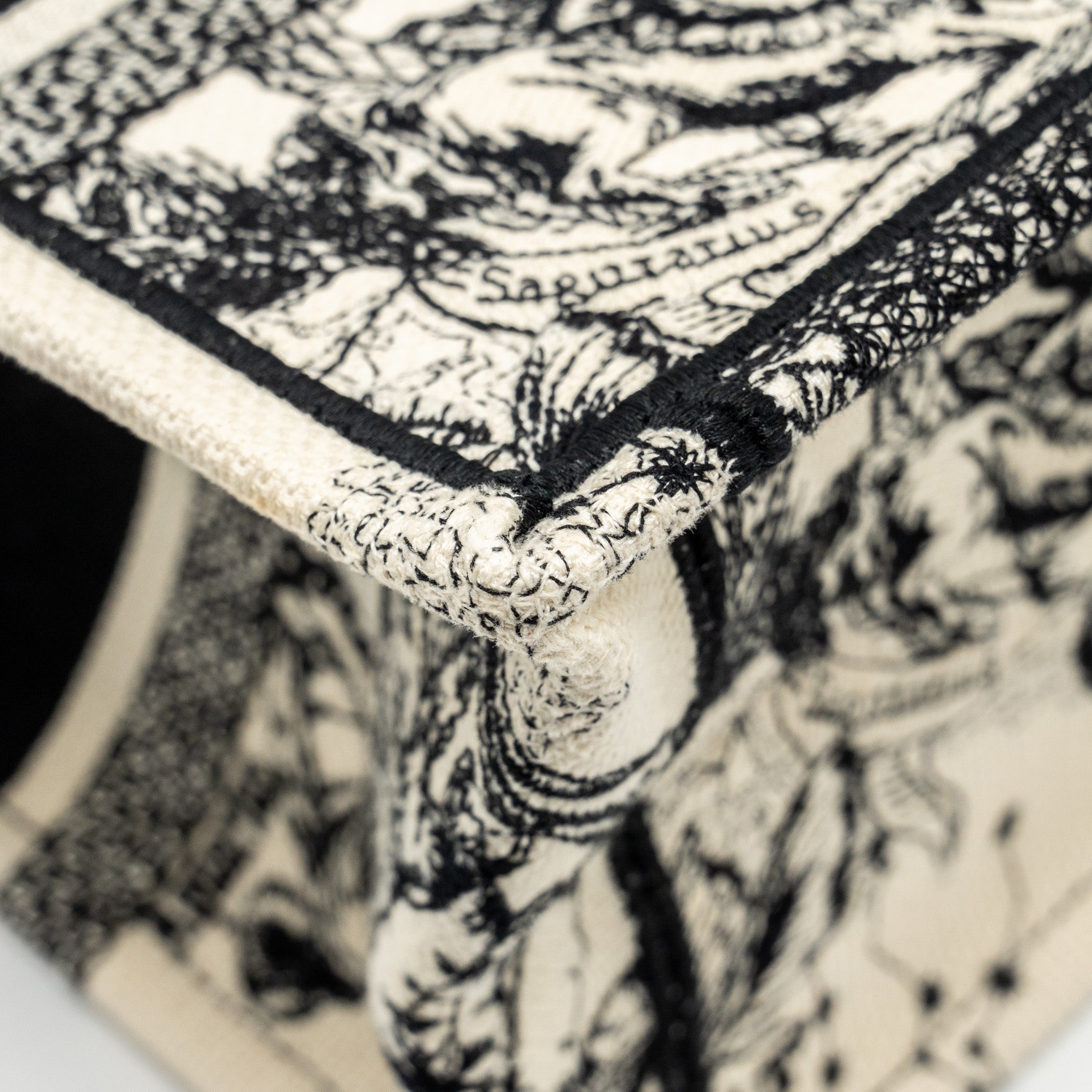 DIOR SMALL BOOK TOTE LATTE/BLACK TOILE DE JOUY ZODIAC EMBROIDERY