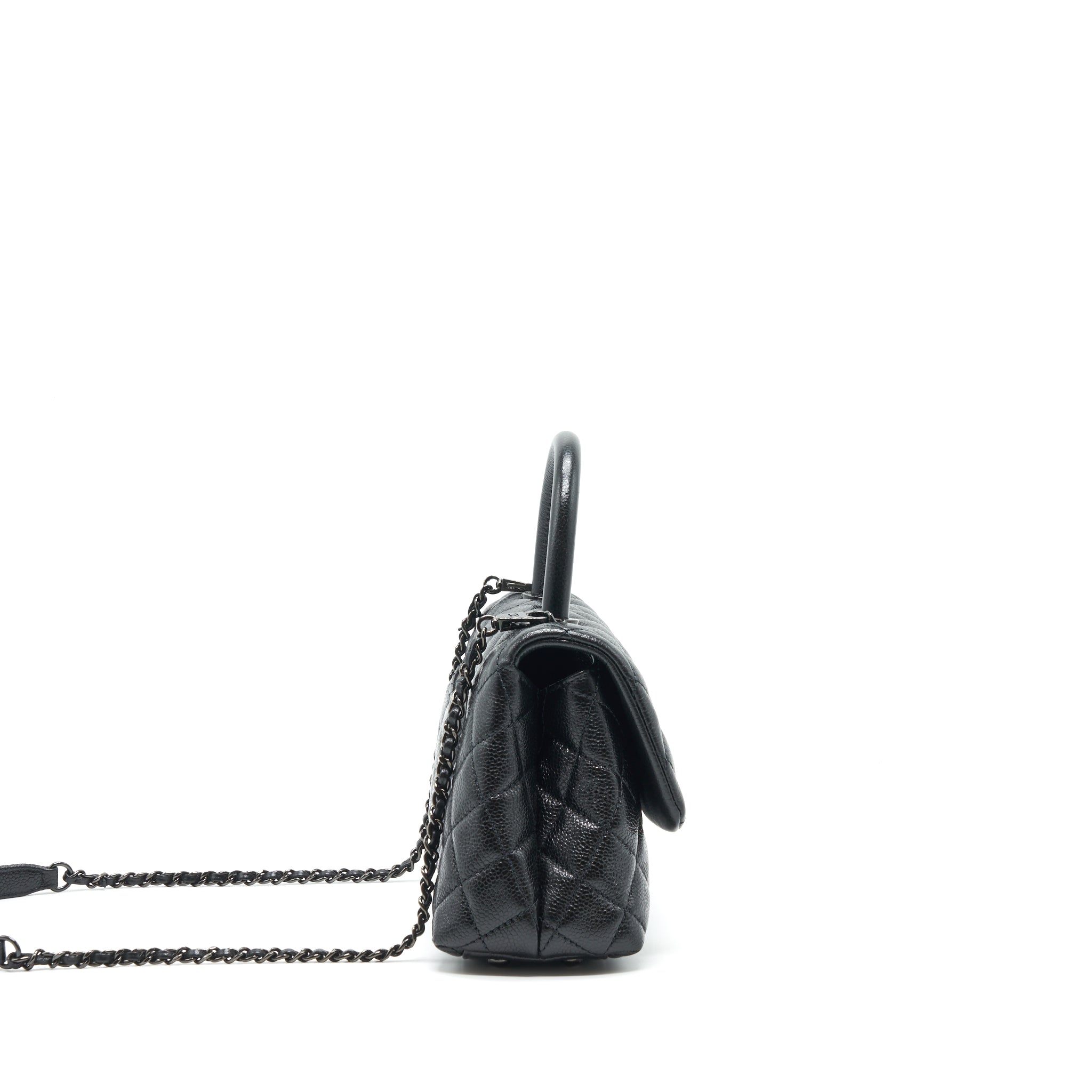 CHANEL SMALL COCO HANDLE CAVIAR SO BLACK WITH BLACK HARDWARE