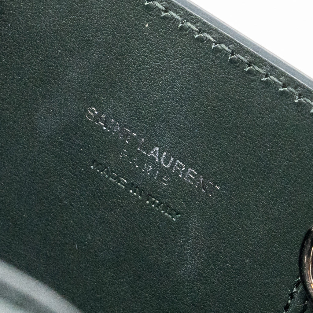 SAINT LAURENT/YSL SAC DE JOUR NANO CROC-EMBOSSED CALFSKIN DARK GREEN SHW