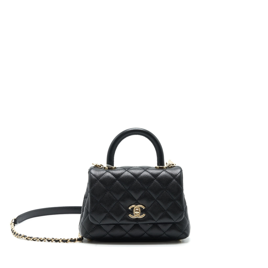 CHANEL MINI COCO HANDLE 20CM CAVIAR BLACK WITH LGHW