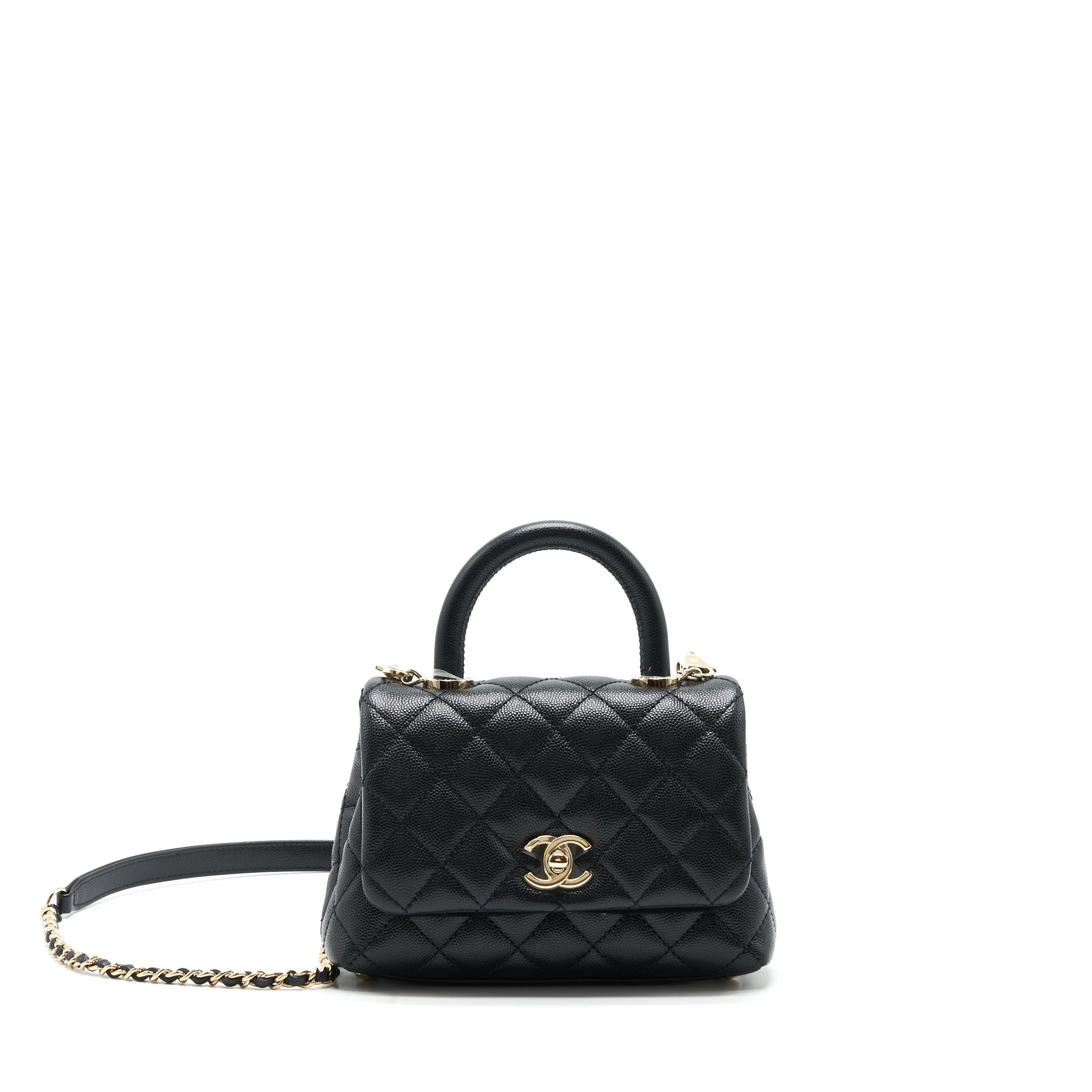 CHANEL MINI COCO HANDLE 20CM CAVIAR BLACK WITH LGHW