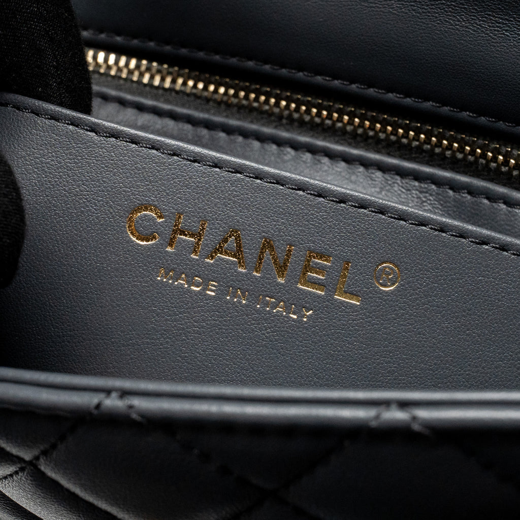 CHANEL 23K PEARL CRUSH MINI RECTANGULAR FLAP BAG DARK GREY GHW (MICROCHIP)