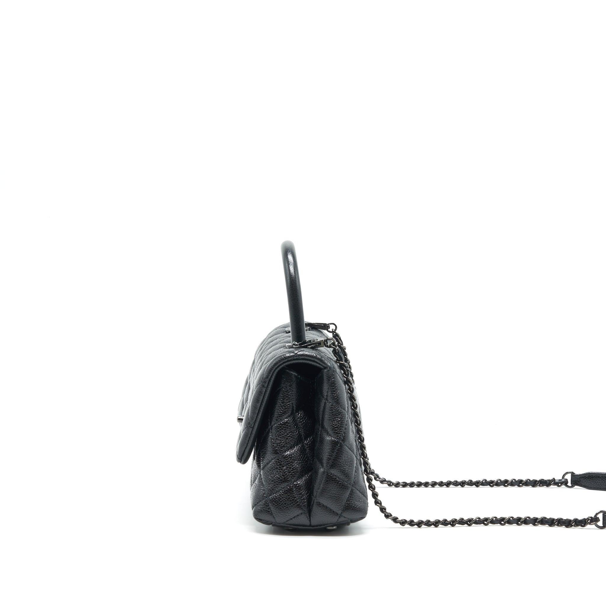 CHANEL SMALL COCO HANDLE CAVIAR SO BLACK WITH BLACK HARDWARE