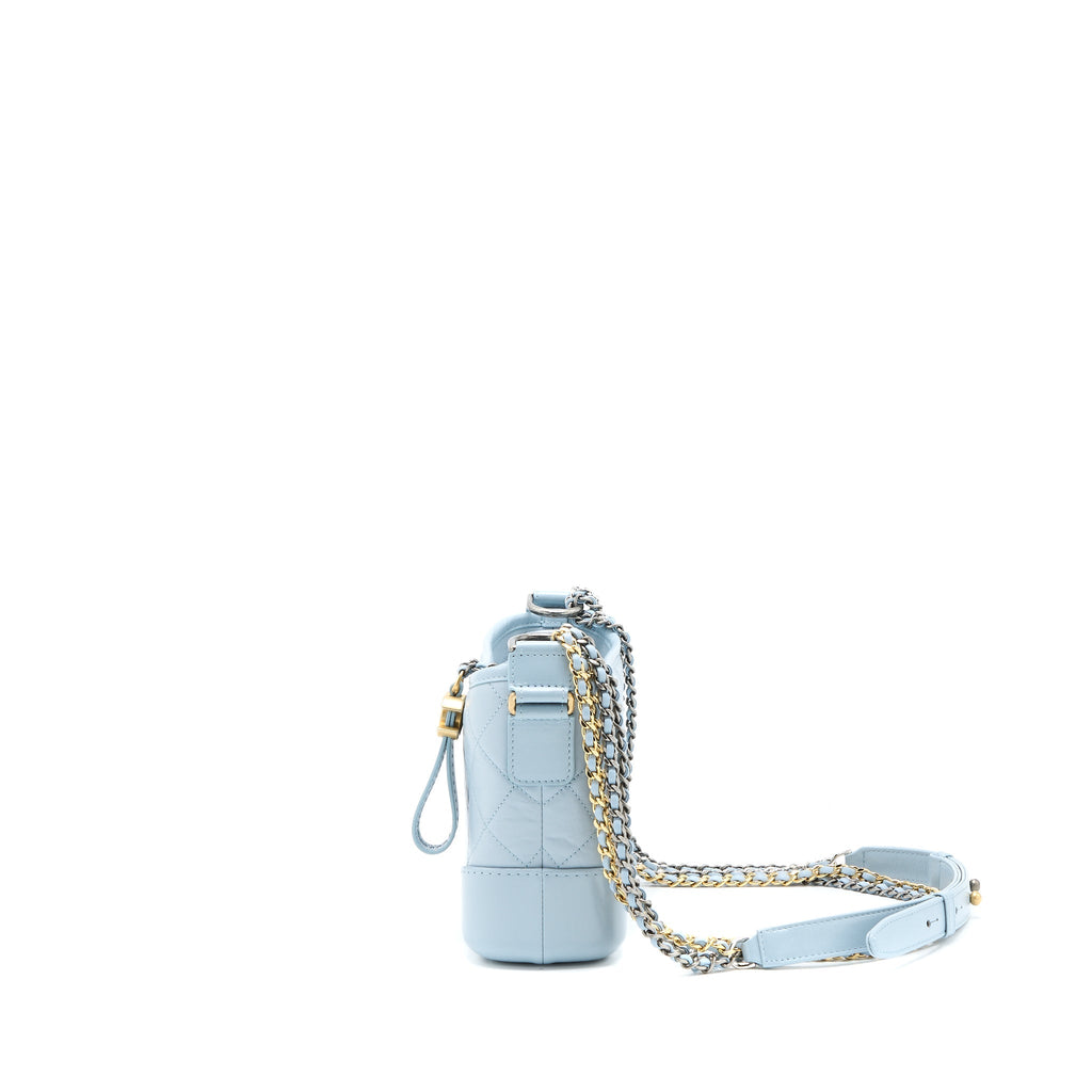 CHANEL SMALL GABRIELLE HOBO BAG LAMBSKIN LIGHT BLUE MULTICOLOUR HARDWARE