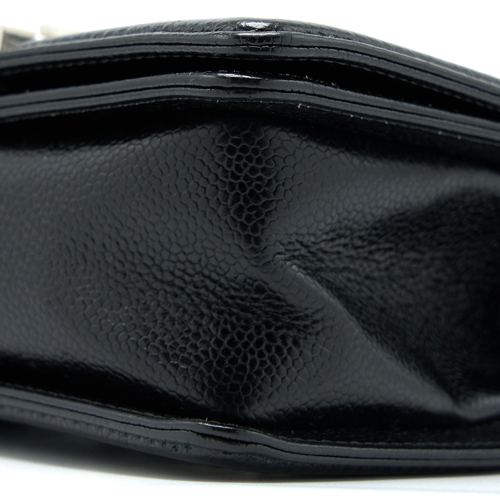 CHANEL SMALL CHEVRON BOY BAG SHINY GRAINED CALFSKIN BLACK SHW