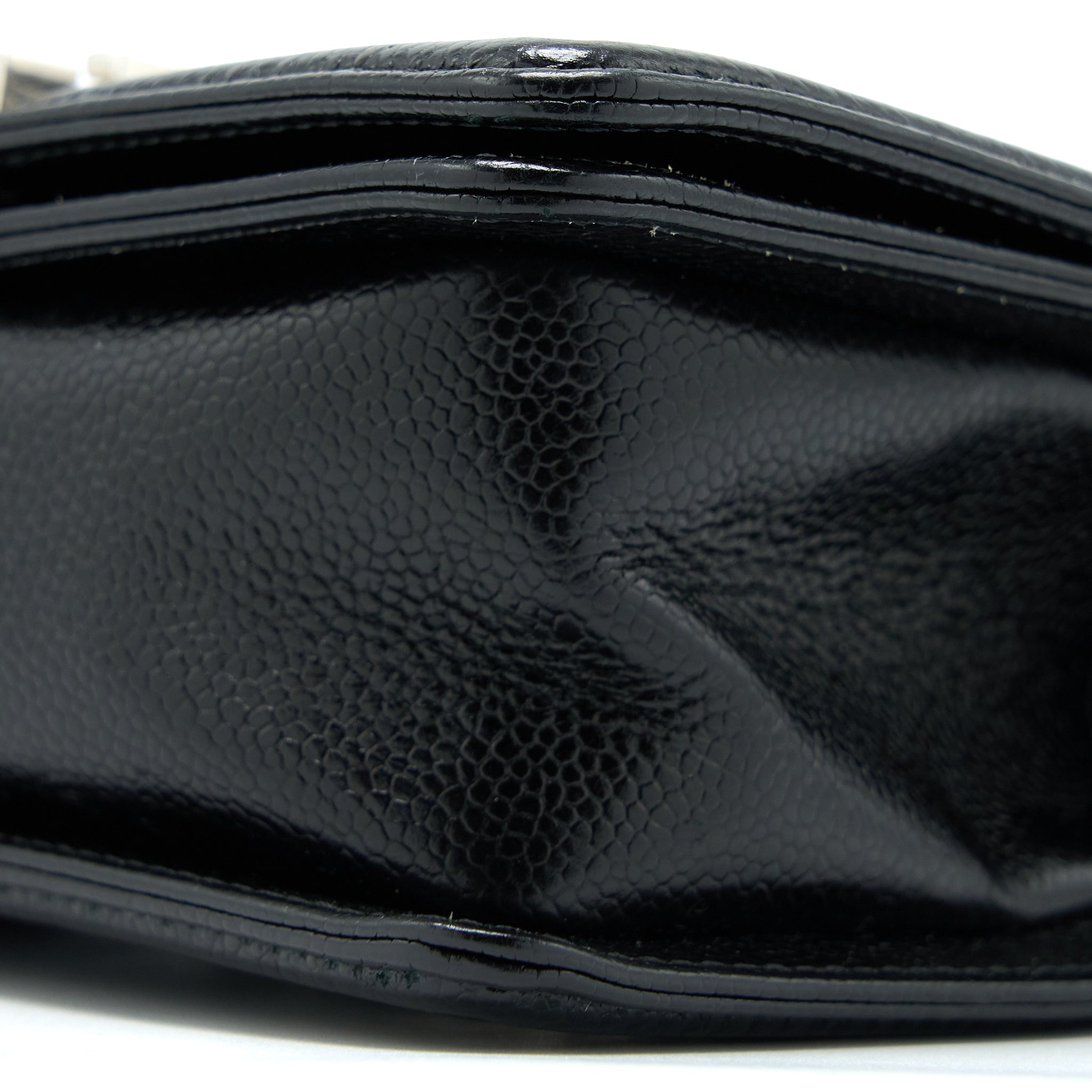CHANEL SMALL CHEVRON BOY BAG SHINY GRAINED CALFSKIN BLACK SHW