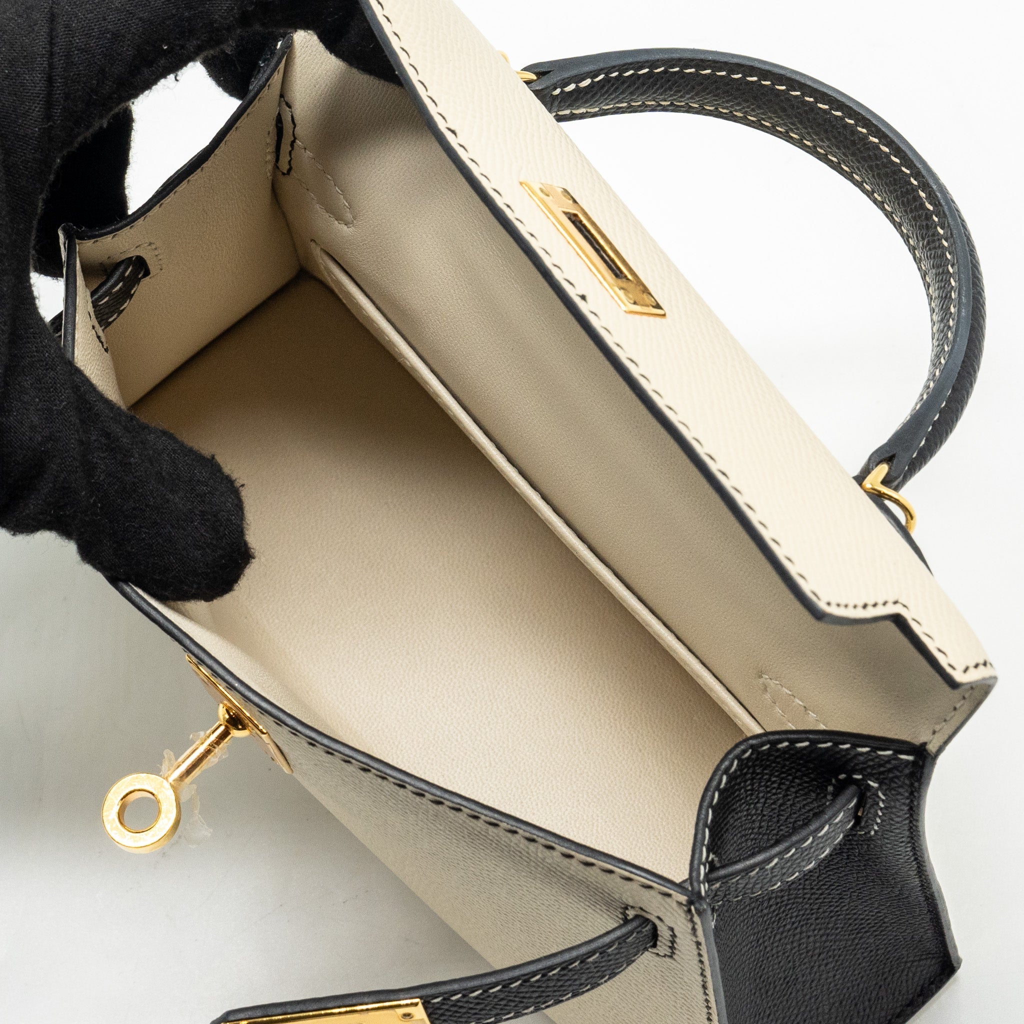 HERMES MINI KELLY SPECIAL ORDER EPSOM NATA/BLACK GHW