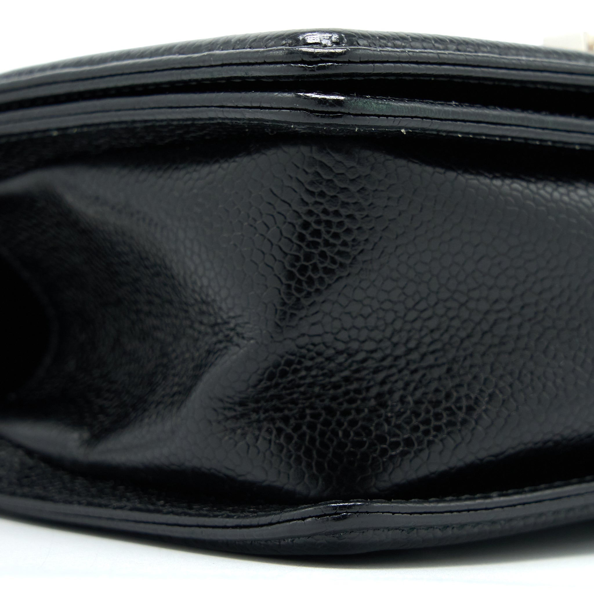 CHANEL SMALL CHEVRON BOY BAG SHINY GRAINED CALFSKIN BLACK SHW