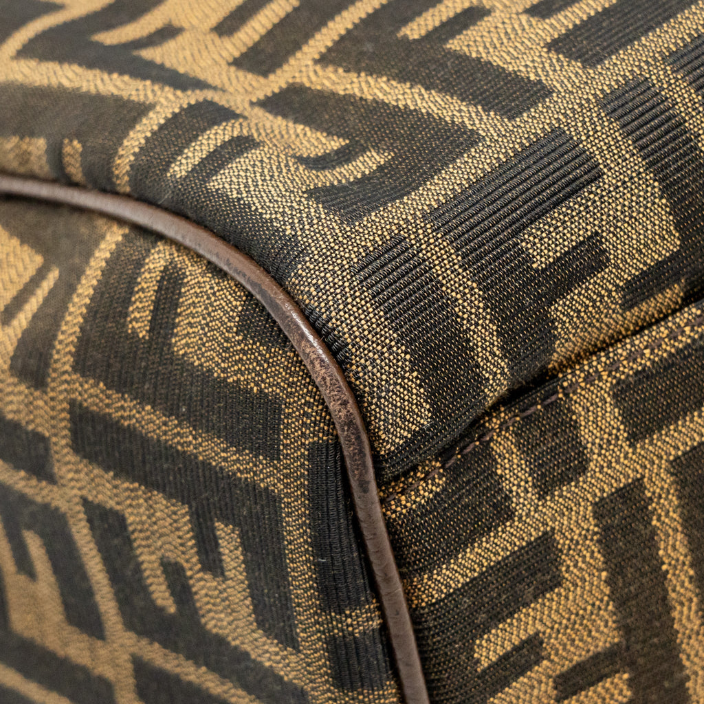 FENDI BOSTON BAG FF JACQUARD CANVAS BROWN GHW