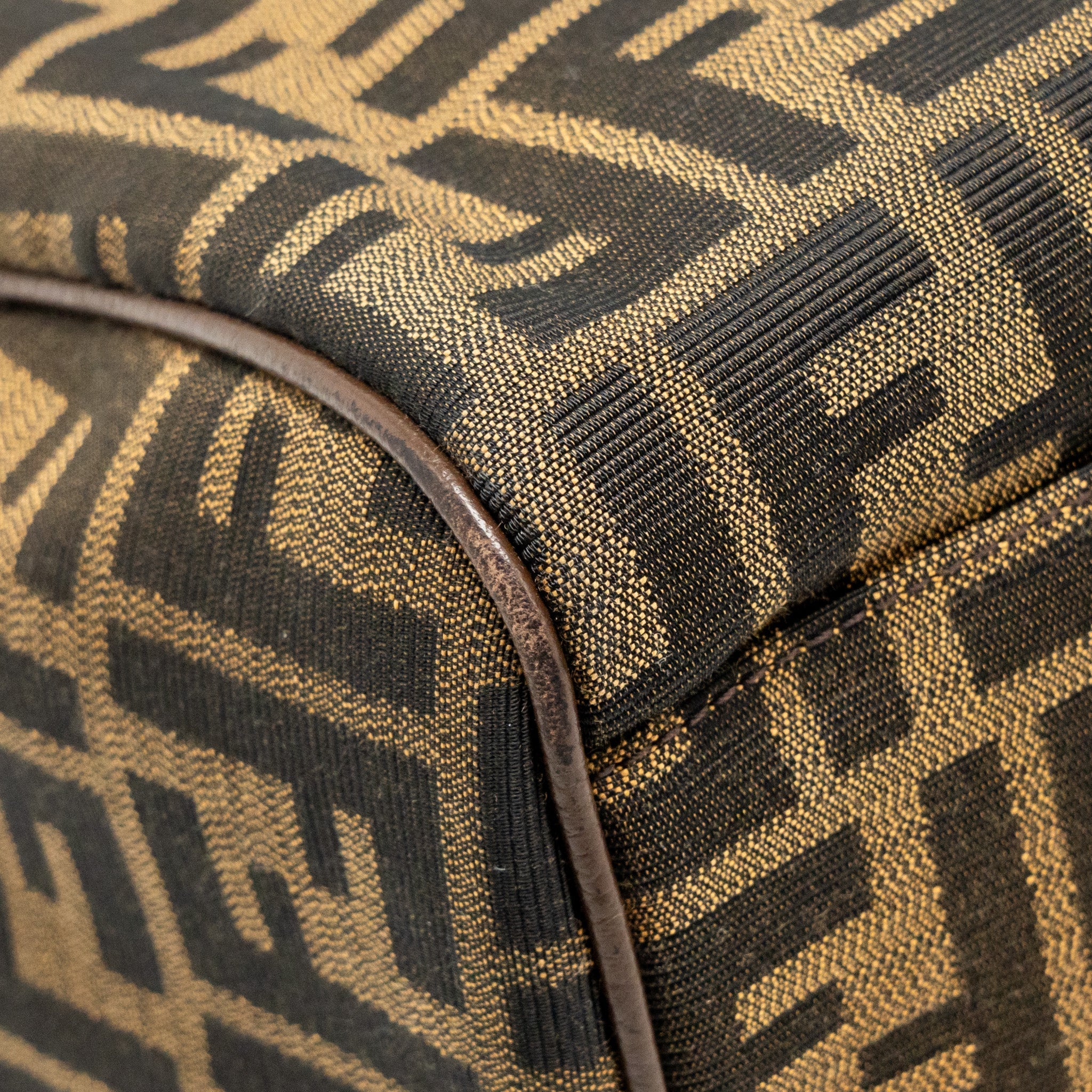 FENDI BOSTON BAG FF JACQUARD CANVAS BROWN GHW