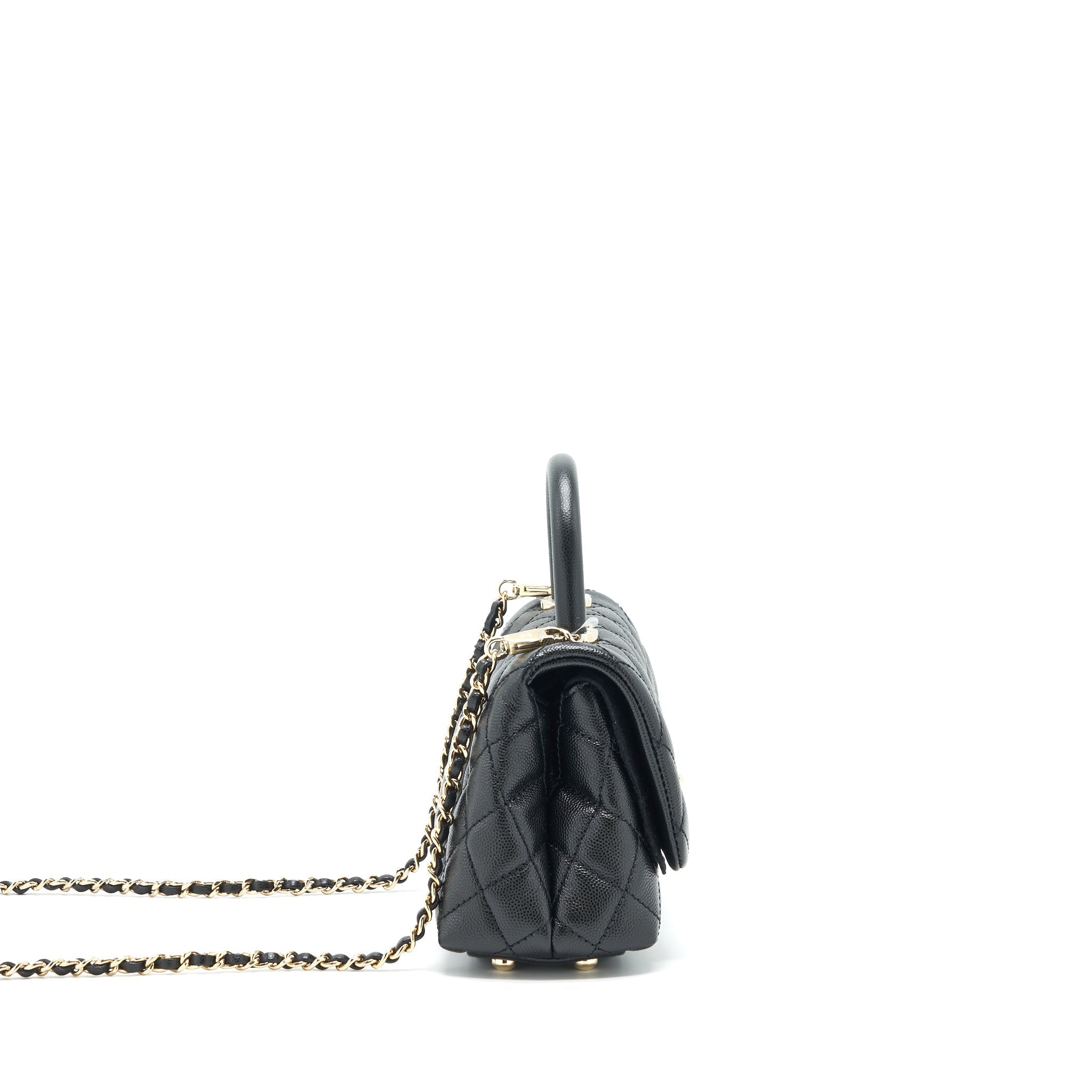 CHANEL MINI COCO HANDLE 20CM CAVIAR BLACK WITH LGHW