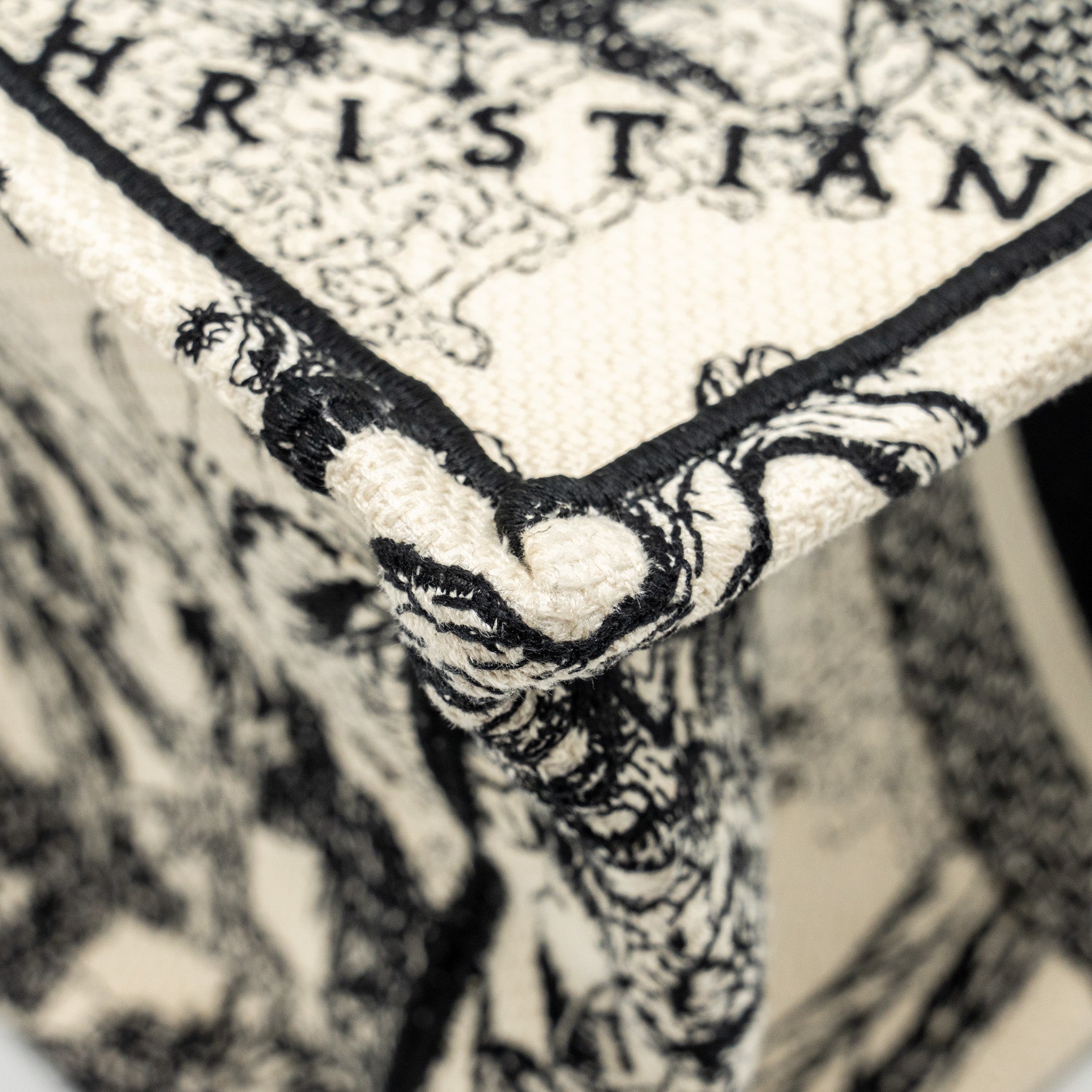 DIOR SMALL BOOK TOTE LATTE/BLACK TOILE DE JOUY ZODIAC EMBROIDERY