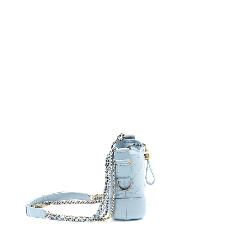 CHANEL SMALL GABRIELLE HOBO BAG LAMBSKIN LIGHT BLUE MULTICOLOUR HARDWARE