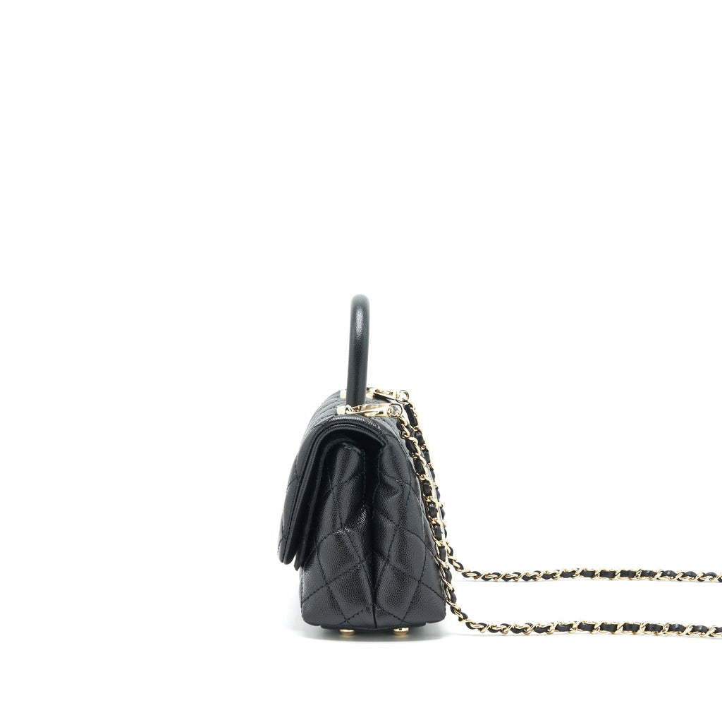 CHANEL MINI COCO HANDLE 20CM CAVIAR BLACK WITH LGHW