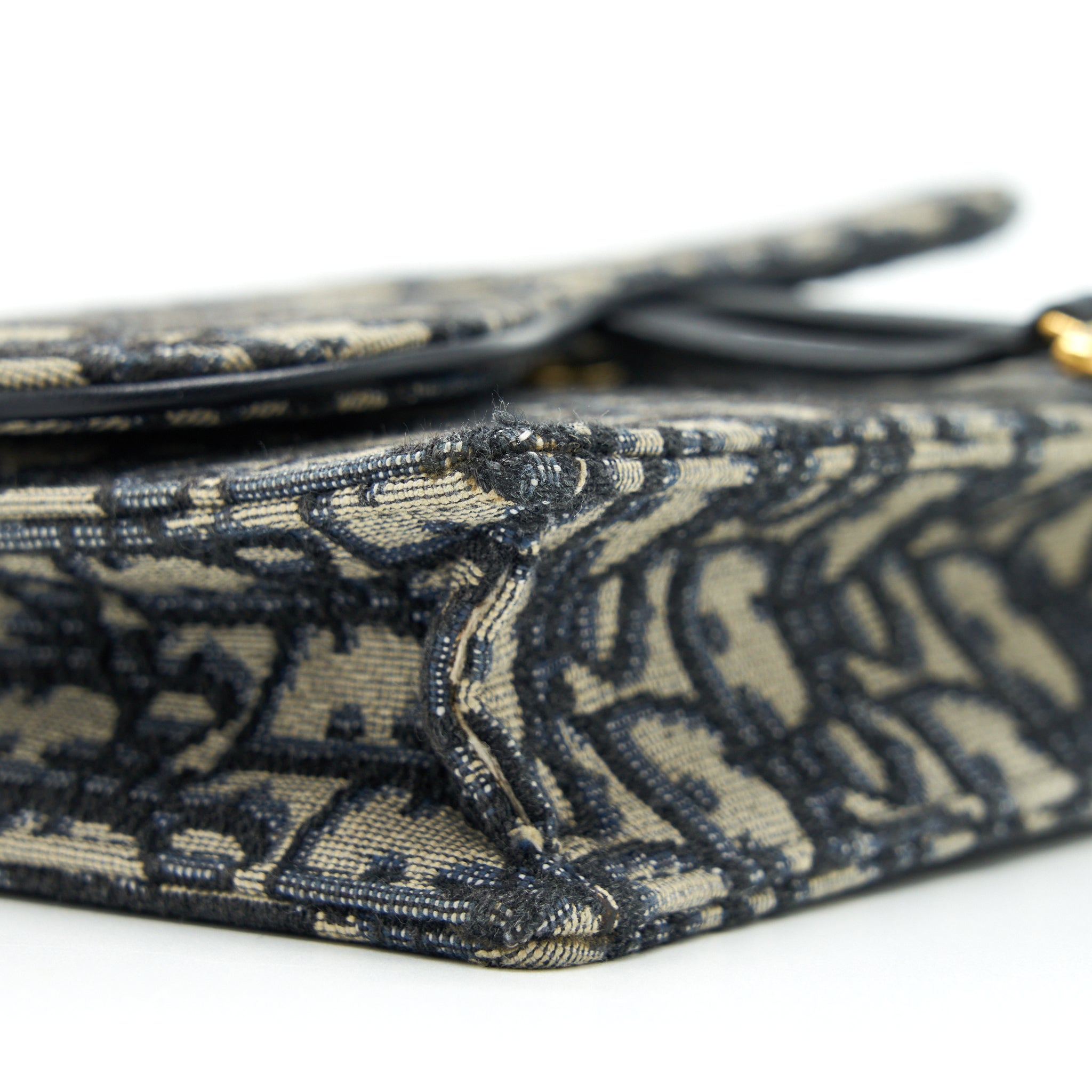 DIOR SADDLE POUCH WITH CHAIN BLUE DIOR OBLIQUE JACQUARD GHW