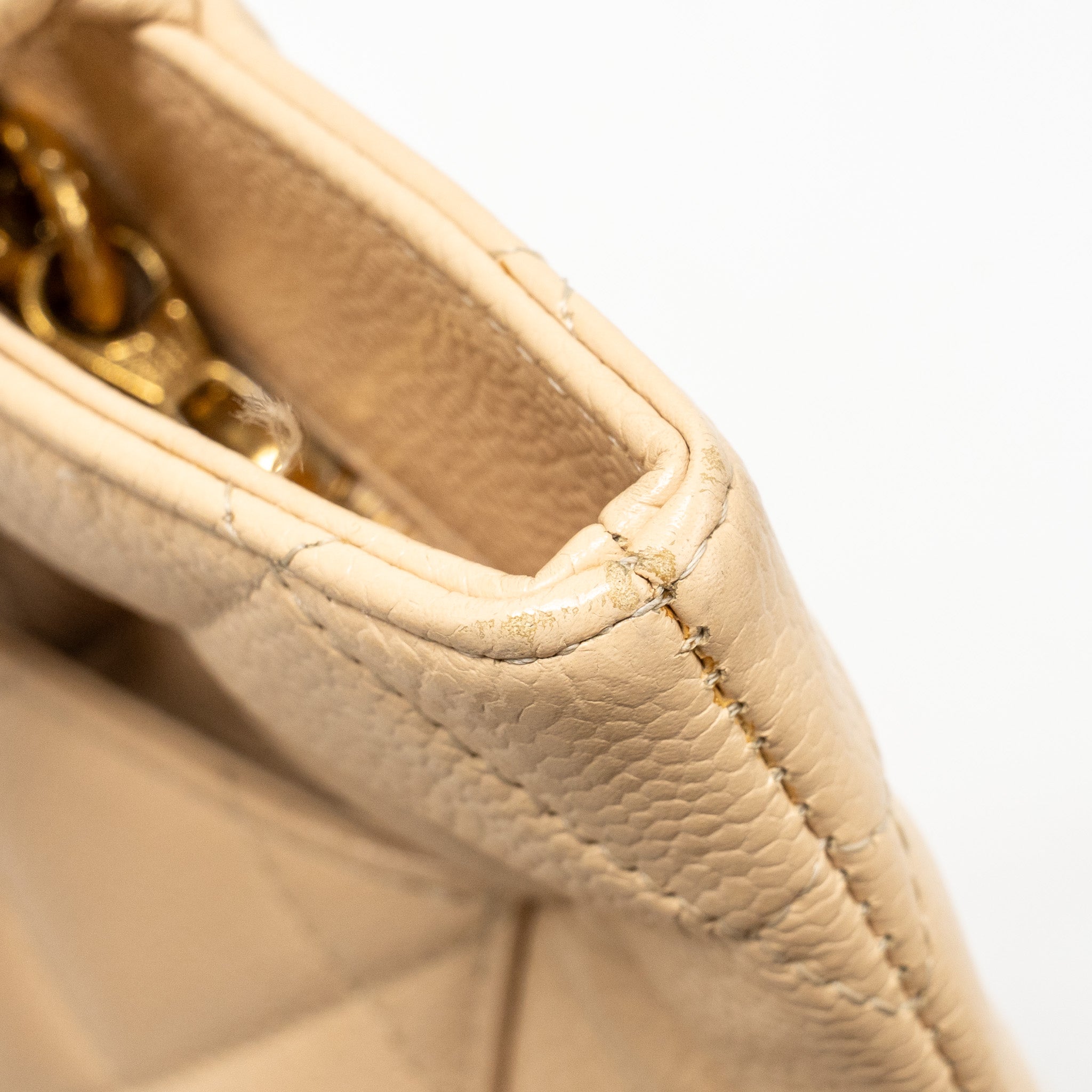 CHANEL VINTAGE MEDALLION TOTE BAG CAVIAR BEIGE GHW