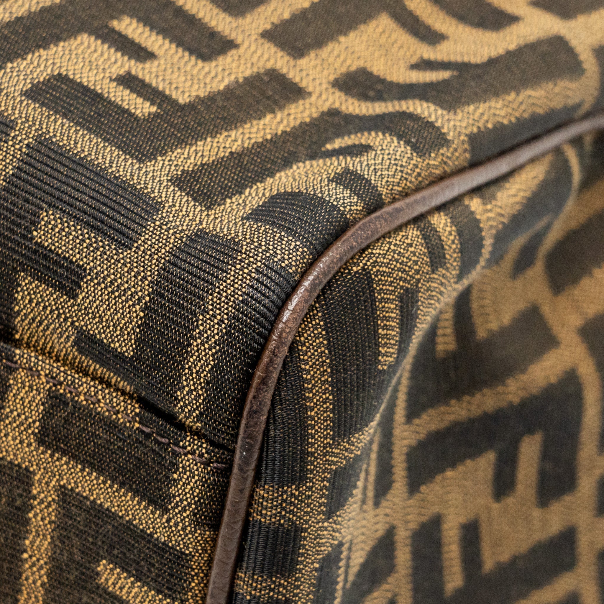 FENDI BOSTON BAG FF JACQUARD CANVAS BROWN GHW