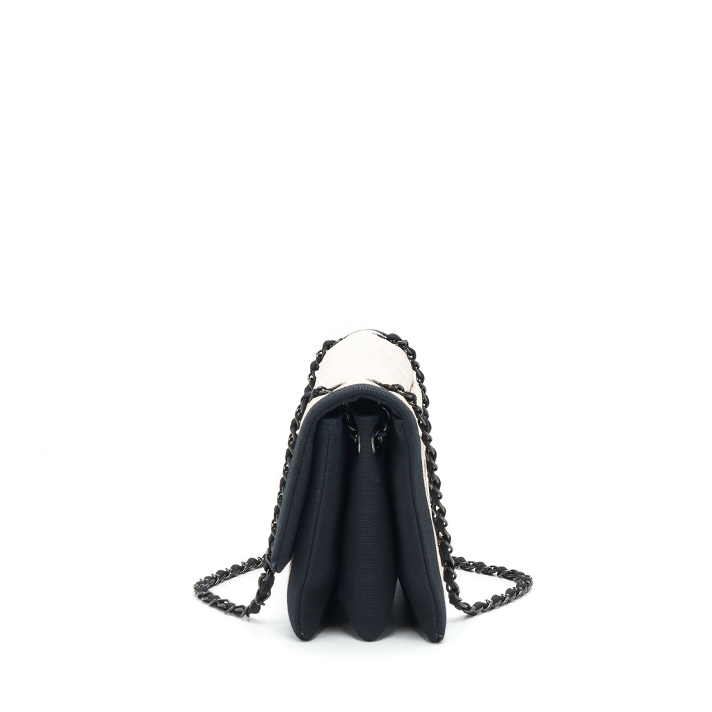 CHANEL SEASONAL FLAP BAG LAMBSKIN LIGHT BEIGE BLACK HARDWARE