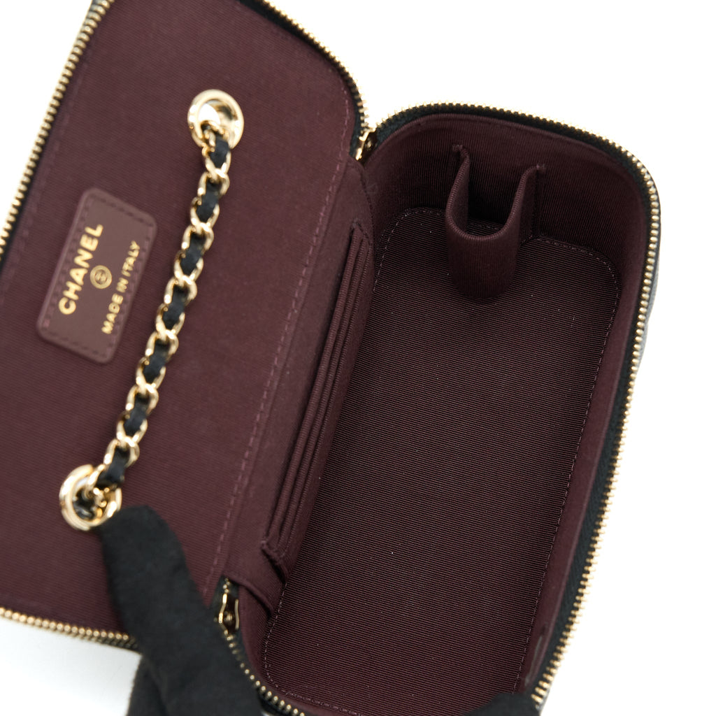 CHANEL LONG VANITY WITH CHAIN CAVIAR BLACK LGHW