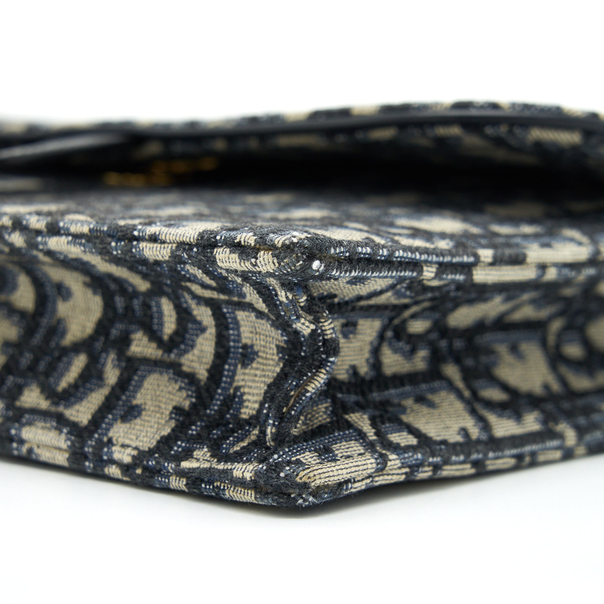DIOR SADDLE POUCH WITH CHAIN BLUE DIOR OBLIQUE JACQUARD GHW