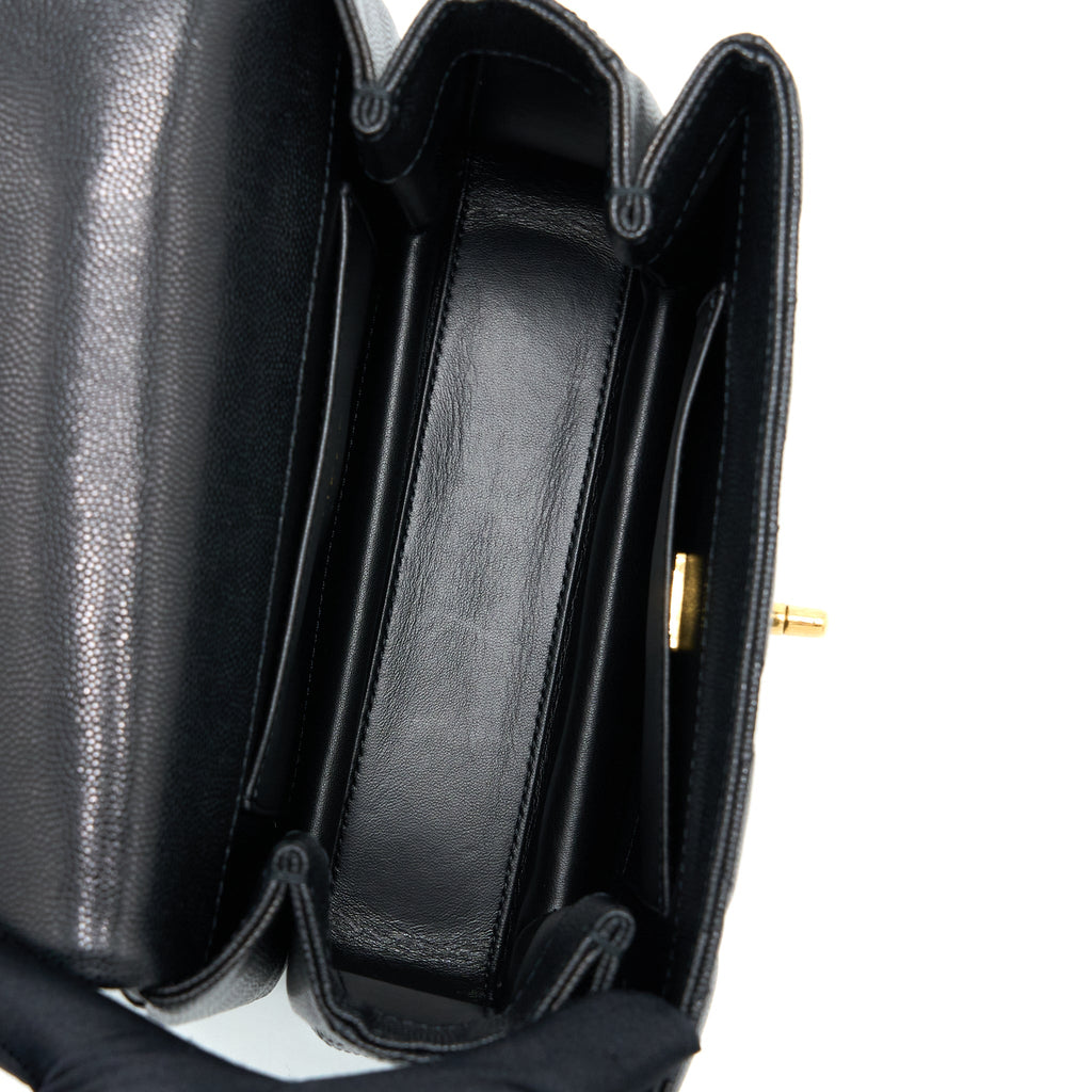 CHANEL 22K COCO FIRST FLAP BAG GRAINED CALFSKIN BLACK GHW (MICROCHIP)