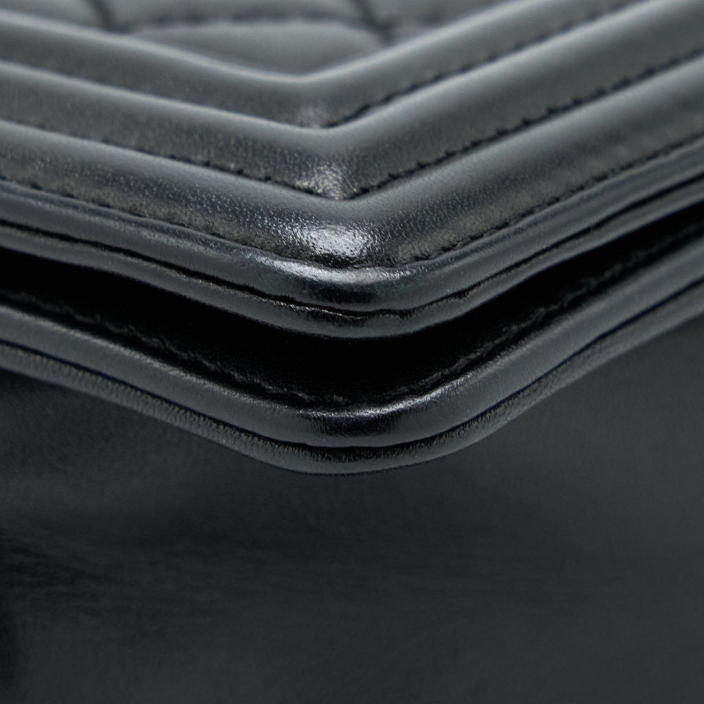 CHANEL MEDIUM BOY BAG LAMBSKIN BLACK RUTHENIUM SHW