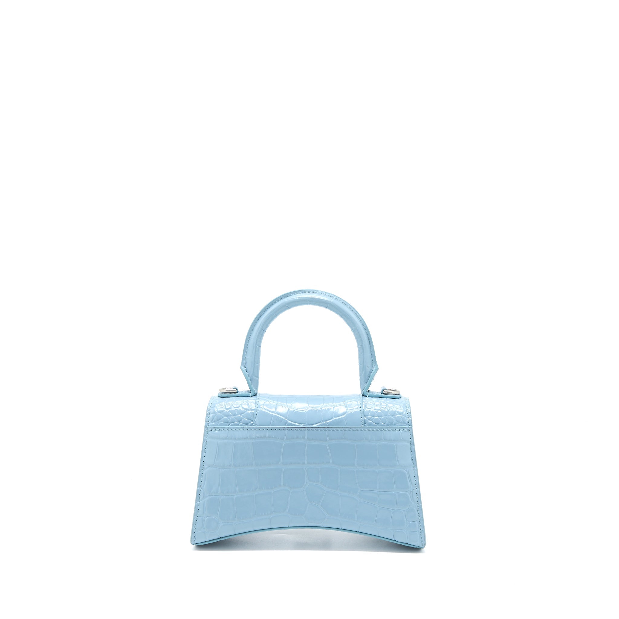 BALENCIAGA HOURGLASS XS CRO-EMBOSSED CALFSKIN LIGHT BLUE SHW