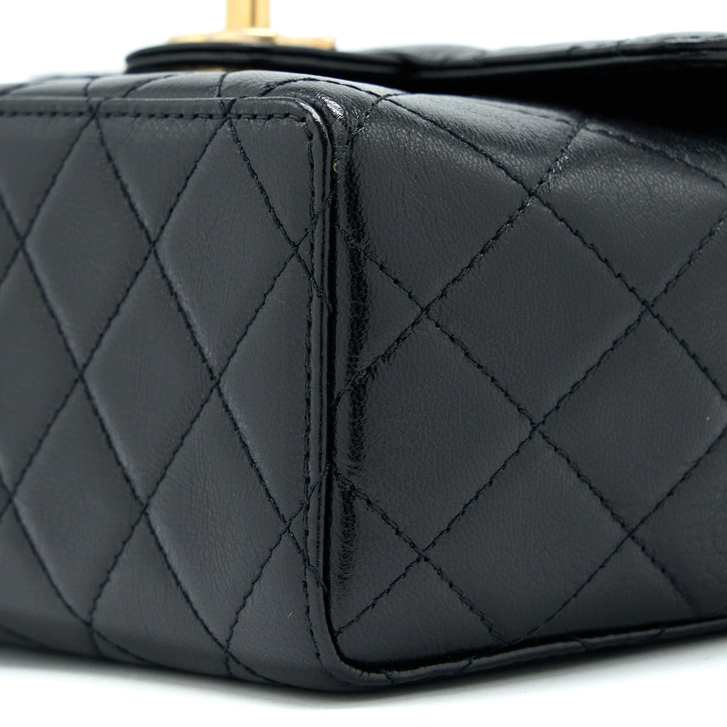 CHANEL 22K RETRO CLASSIC NEW SQUARE FLAP BAG GOATSKIN BLACK GHW (MICROCHIP)