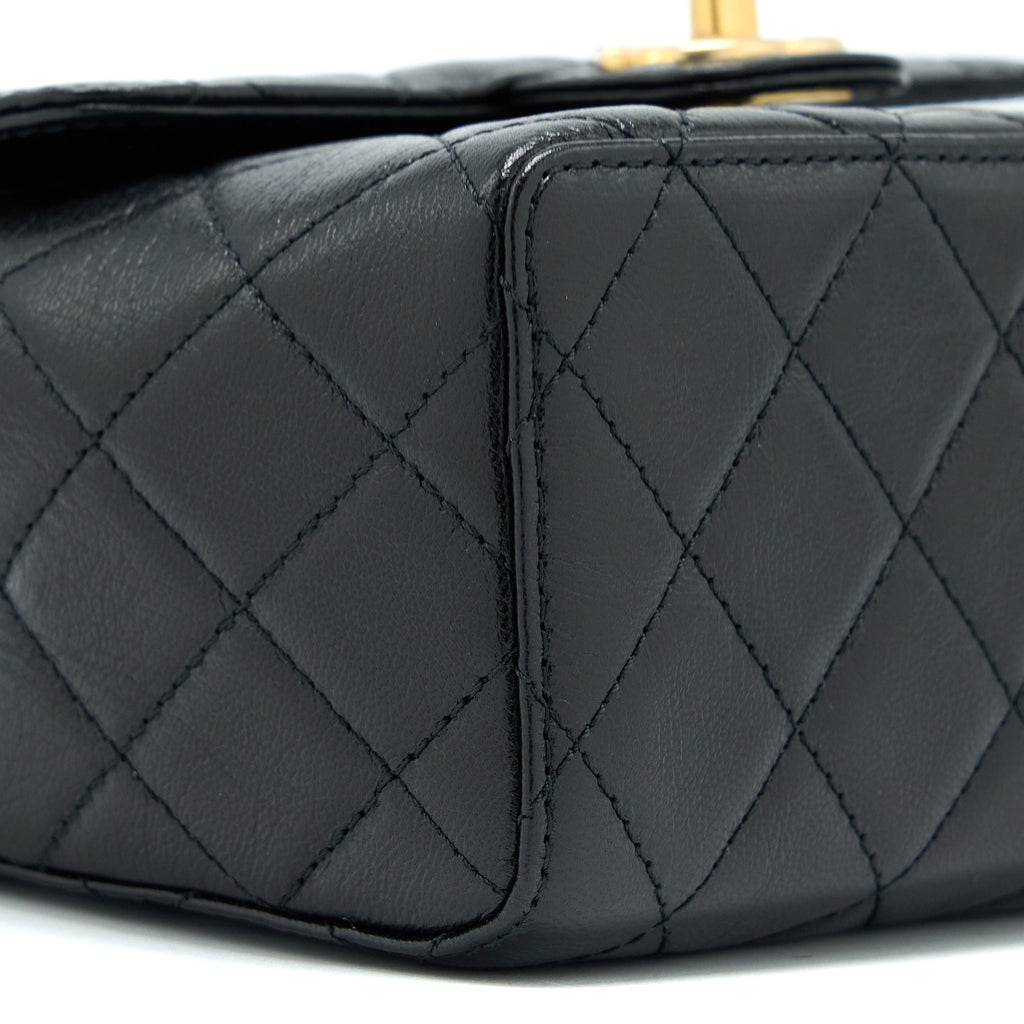 CHANEL 22K RETRO CLASSIC NEW SQUARE FLAP BAG GOATSKIN BLACK GHW (MICROCHIP)