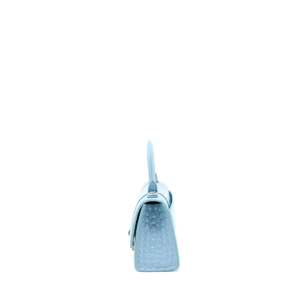 BALENCIAGA HOURGLASS XS CRO-EMBOSSED CALFSKIN LIGHT BLUE SHW