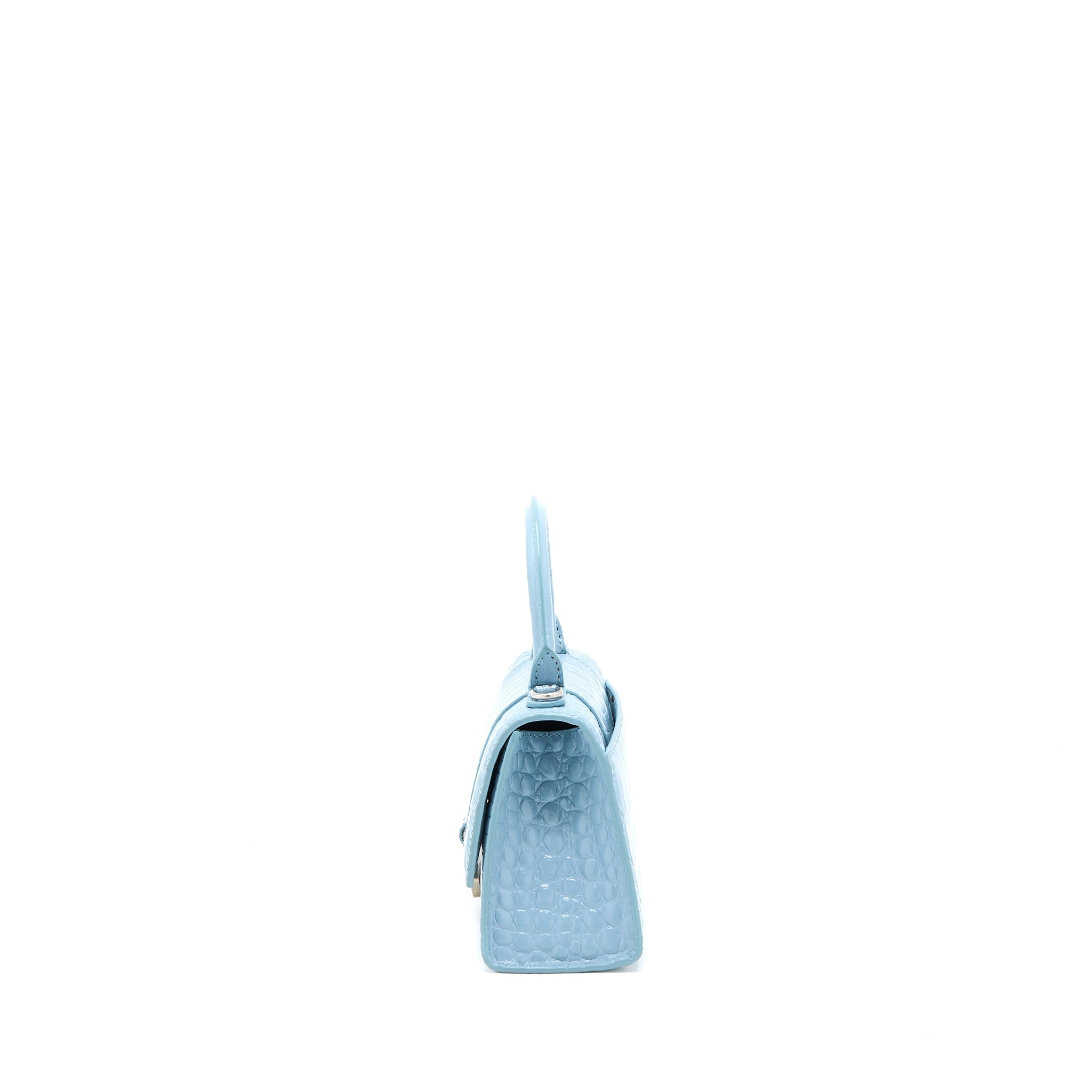BALENCIAGA HOURGLASS XS CRO-EMBOSSED CALFSKIN LIGHT BLUE SHW