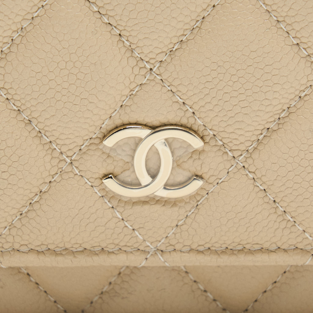 CHANEL WALLET ON CHAIN WITH DETAILED CHAIN CAVIAR BEIGE LGHW (MICROCHIP)