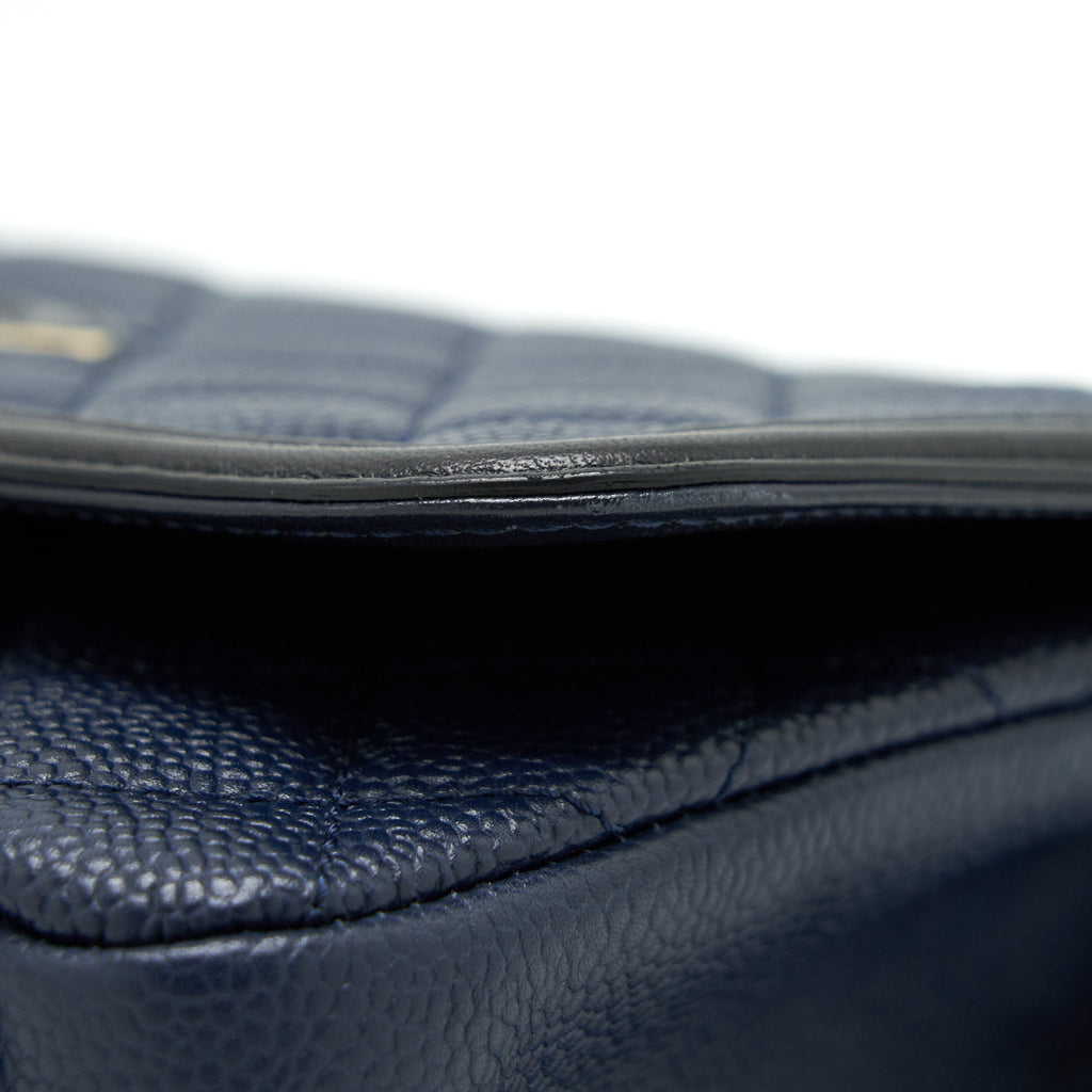 CHANEL MEDIUM CAVIAR FILIGREE FLAP BAG NAVY AND BLACK