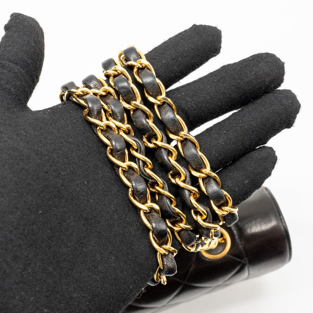 CHANEL VINTAGE SMALL DIANA QUILTED FLAP BAG LAMBSKIN BLACK GHW