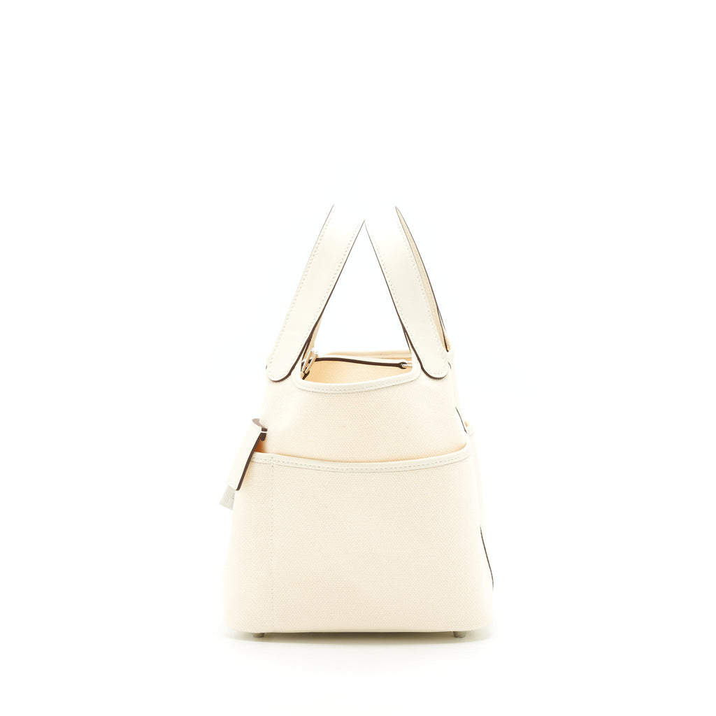 HERMES PICOTIN CARGO 18 SWIFT AND TOILE CANVAS ECRU/NATA SHW