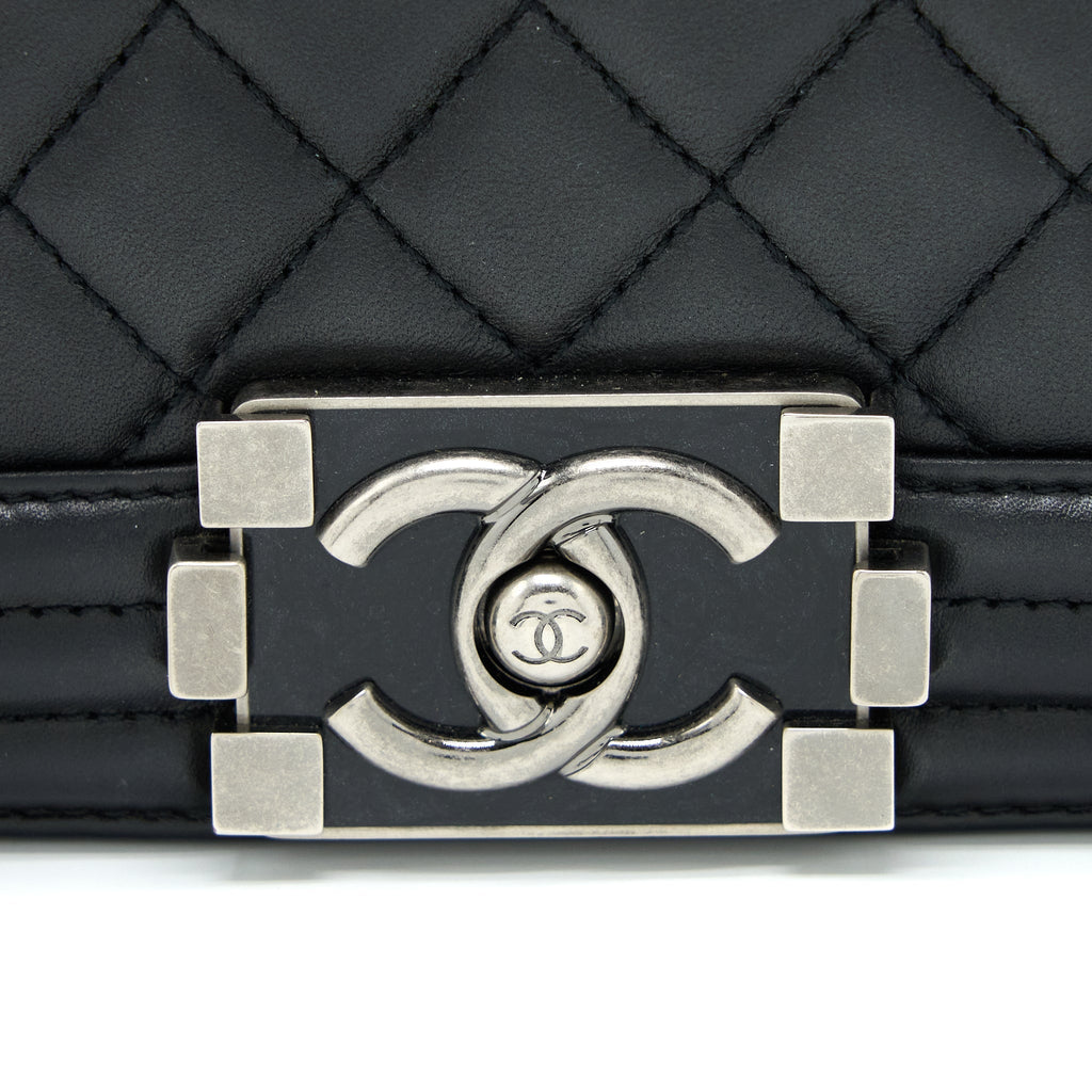 CHANEL MEDIUM BOY BAG LAMBSKIN BLACK RUTHENIUM SHW