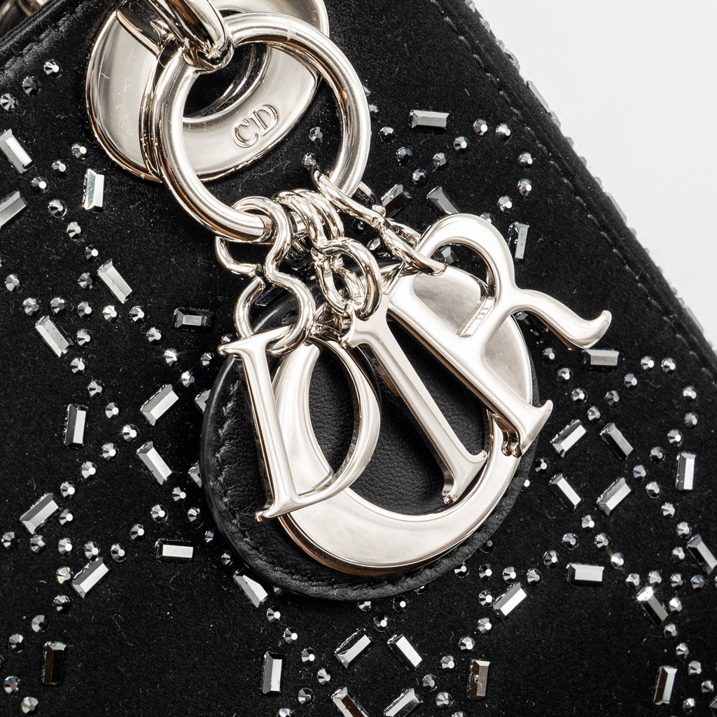 DIOR MINI LADY DIOR SATIN CRYSTAL BLACK SHW