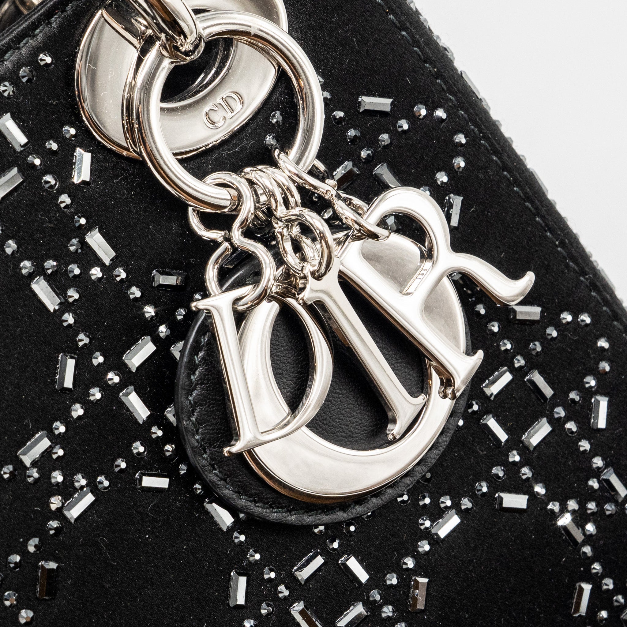 DIOR MINI LADY DIOR SATIN CRYSTAL BLACK SHW