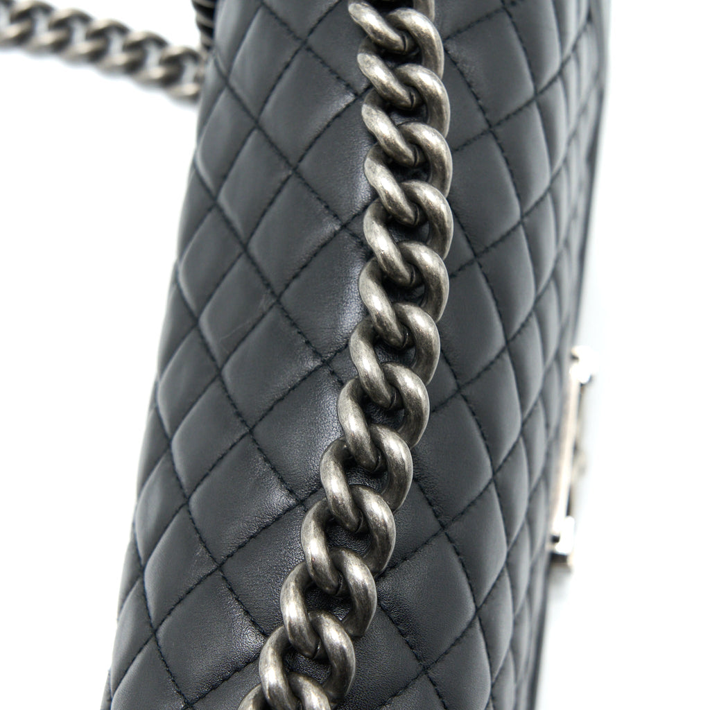 CHANEL MEDIUM BOY BAG LAMBSKIN BLACK RUTHENIUM SHW