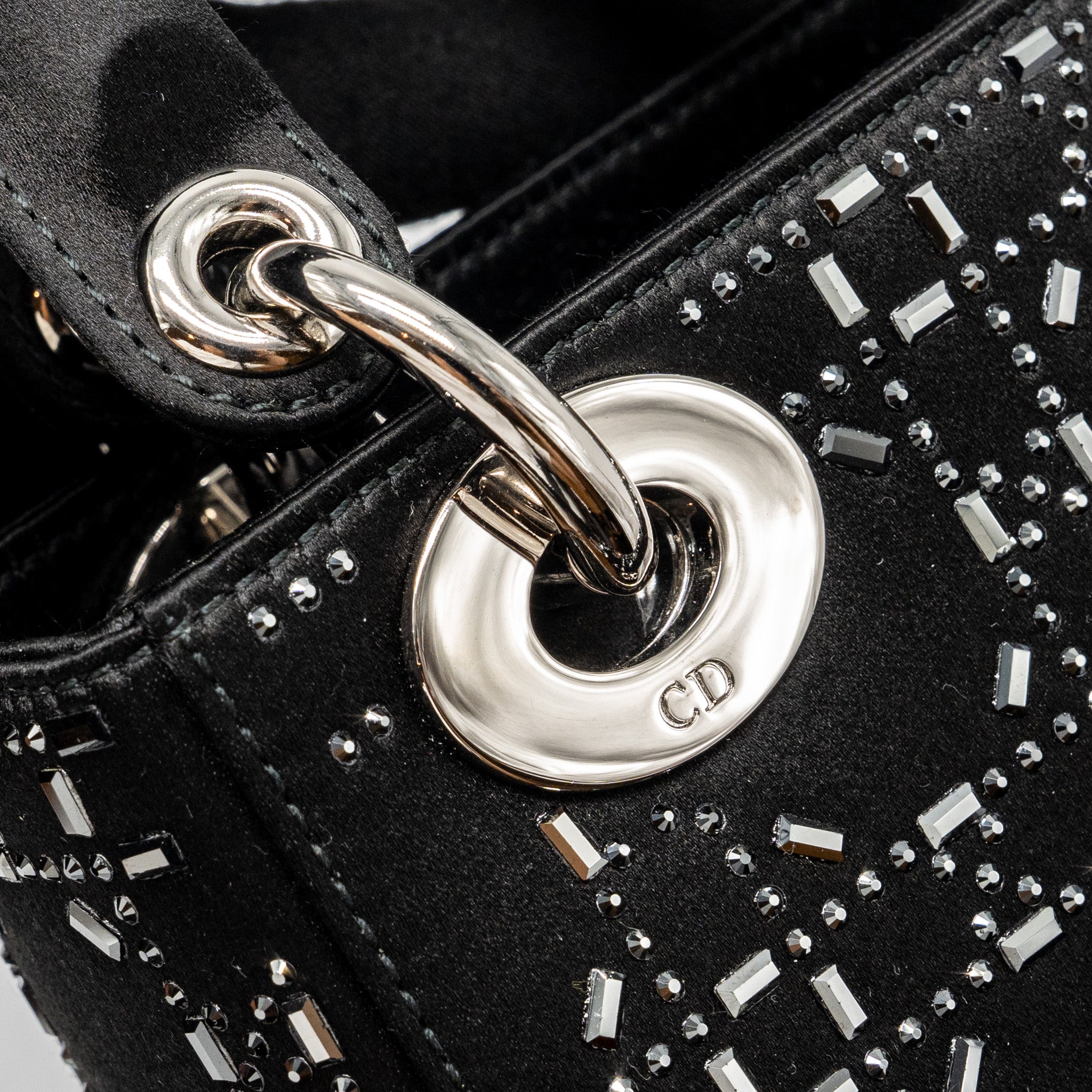 DIOR MINI LADY DIOR SATIN CRYSTAL BLACK SHW