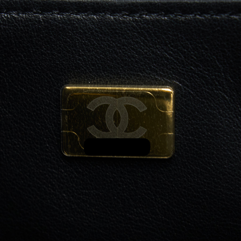 CHANEL 22K RETRO CLASSIC NEW SQUARE FLAP BAG GOATSKIN BLACK GHW (MICROCHIP)