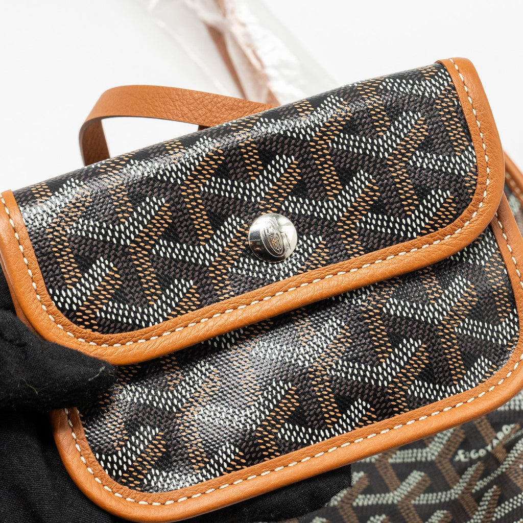 GOYARD ANJOU MINI TOTE BAG GOYARDLINE CANVAS/CALFSKIN BLACK/TAN SHW