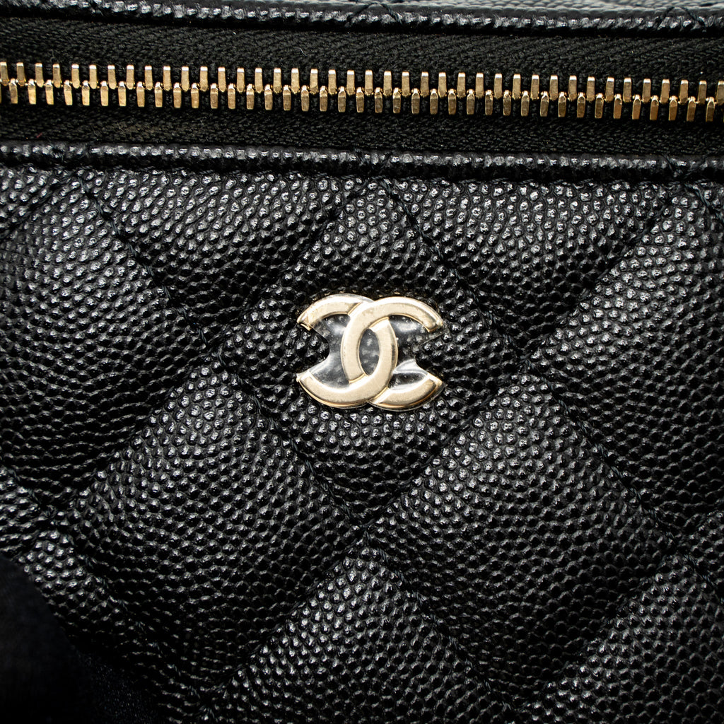 CHANEL MINI VANITY WITH CHAIN CAVIAR BLACK LGHW (MICROCHIP)