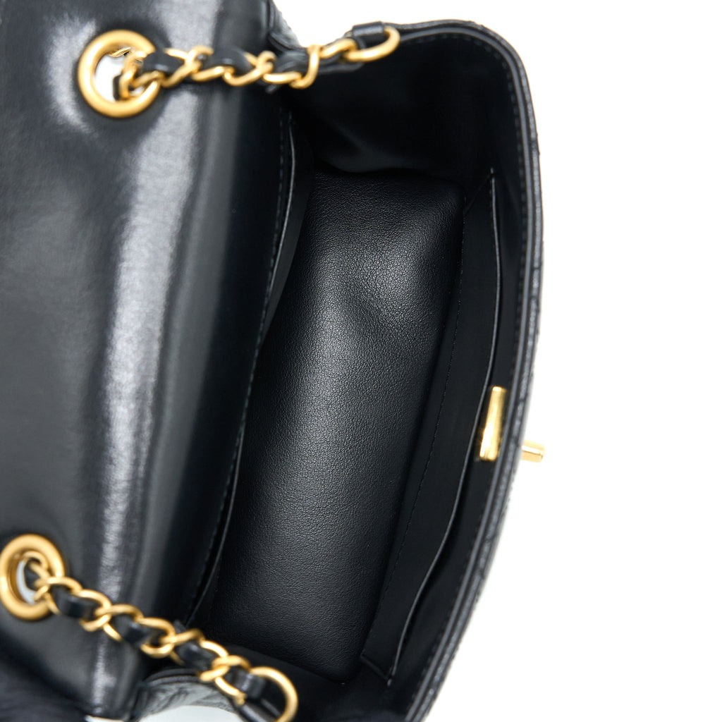 CHANEL 22K RETRO CLASSIC NEW SQUARE FLAP BAG GOATSKIN BLACK GHW (MICROCHIP)