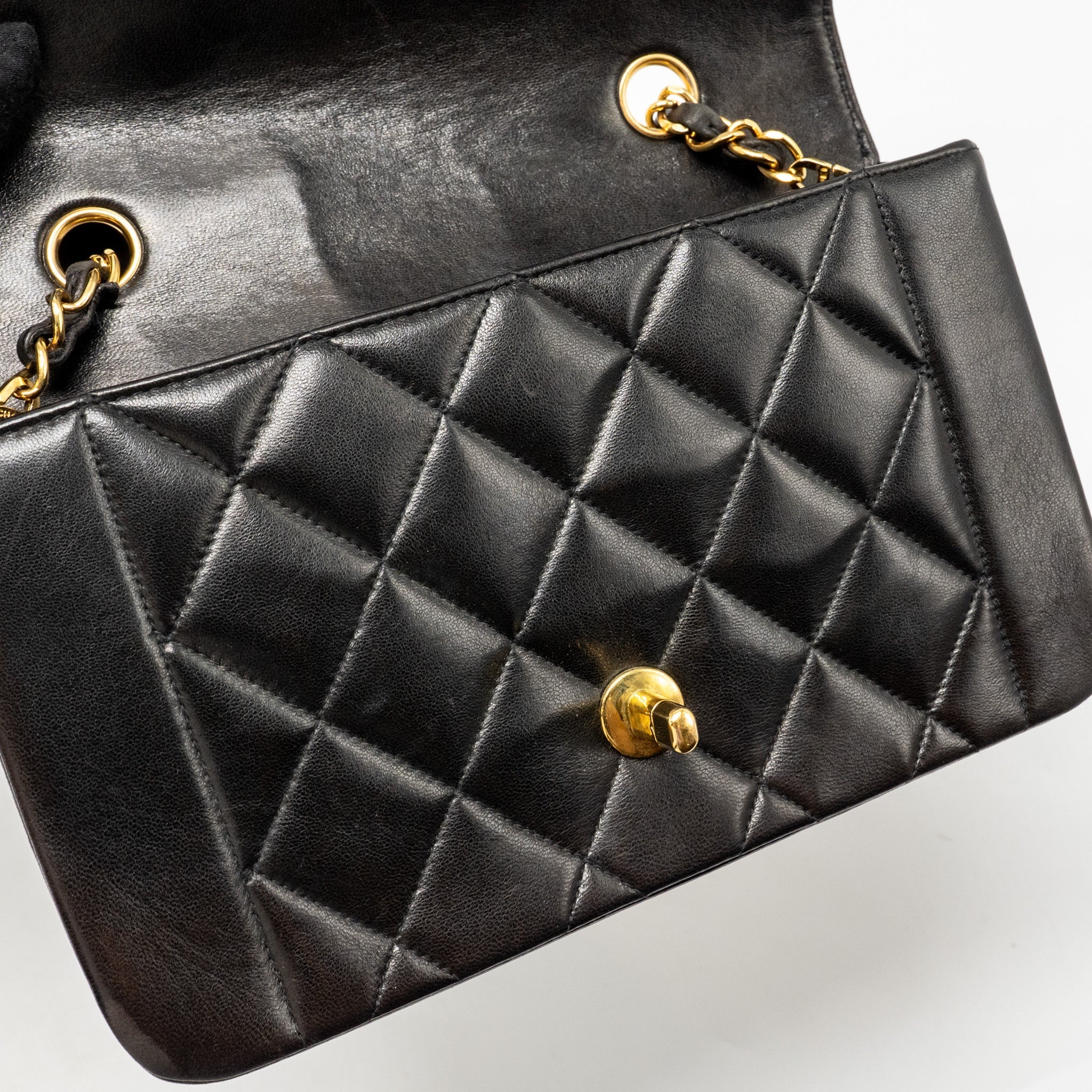 CHANEL VINTAGE SMALL DIANA QUILTED FLAP BAG LAMBSKIN BLACK GHW