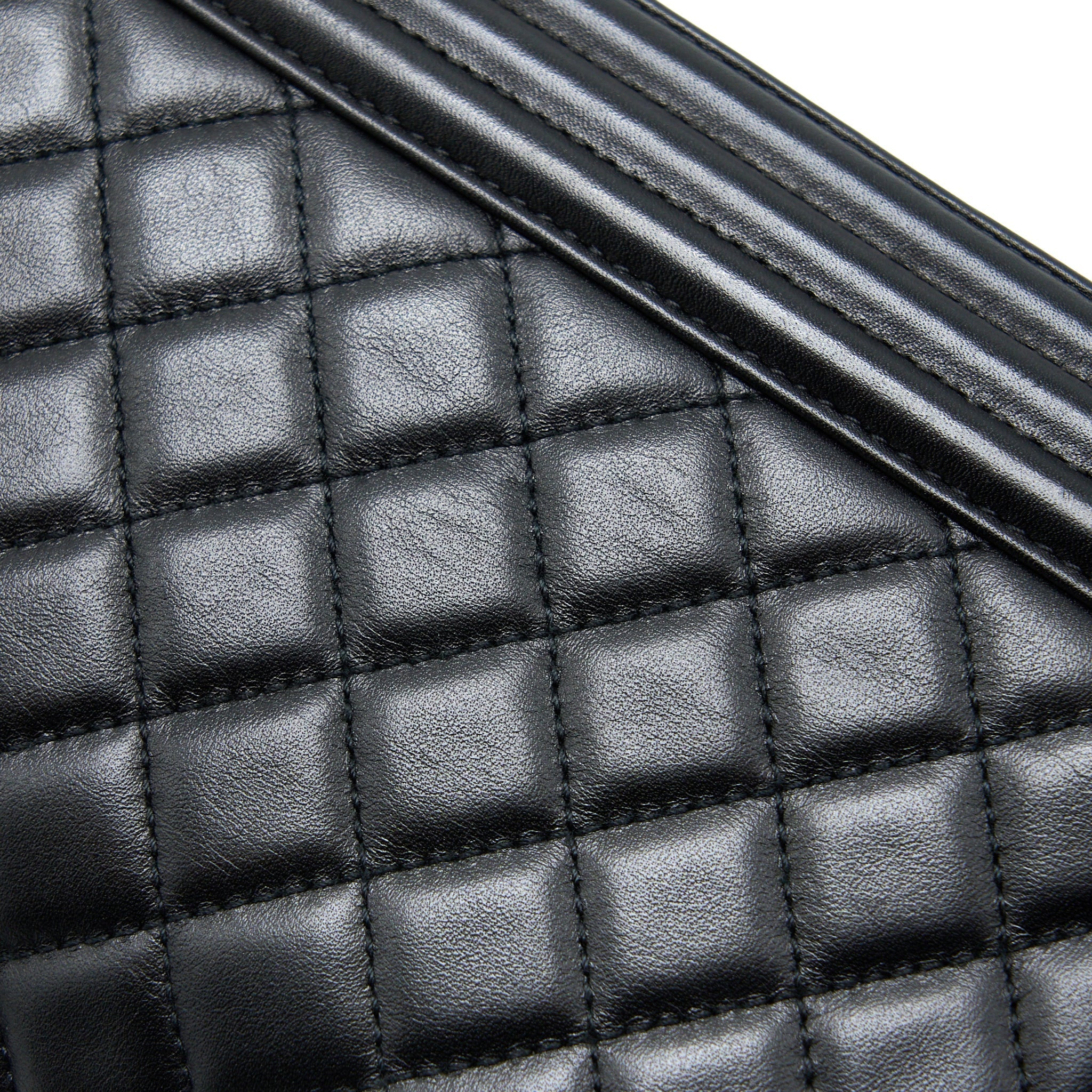 CHANEL MEDIUM BOY BAG LAMBSKIN BLACK RUTHENIUM SHW